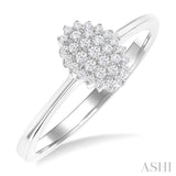 1/6 ctw Petite Oval Shape Round Cut Diamond Cluster Fashion Ring in 10K White Gold