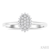 1/6 ctw Petite Oval Shape Round Cut Diamond Cluster Fashion Ring in 10K White Gold