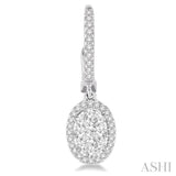 3/4 Ctw Oval Shape Diamond Lovebright Earrings in 14K White Gold