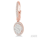 5/8 Ctw Oval Shape Diamond Lovebright Earrings in 14K Rose and White Gold