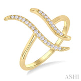 1/6 ctw Double Wave Round Cut Diamond Fashion Open Ring in 10K Yellow Gold