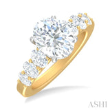 1 1/4 ctw Oval Shape Oval and Round Cut Diamond Semi Mount Engagement Ring in 14K Yellow and White Gold