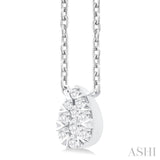 1/10 Ctw Lovebright Petite Pear Shape Round Cut Diamond Fashion Pendant With Chain in 10K White Gold