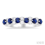 1/3 ctw Round Cut 2.7MM Sapphire and Diamond Precious Band in 14K White Gold