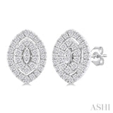 1/5 Ctw Double Halo Marquise Shape Petite Round Cut Diamond Fashion Stud Earrings in 10K White Gold