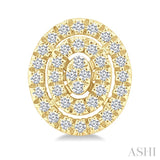 1/5 Ctw Double Halo Oval Shape Petite Round Cut Diamond Fashion Stud Earrings in 10K Yellow Gold