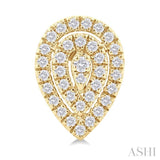 1/5 Ctw Double Halo Pear Shape Petite Round Cut Diamond Fashion Stud Earrings in 10K Yellow Gold