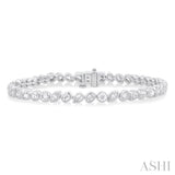 4 Ctw Mixed Diamond Cut Fashion Tennis Bracelet in 14K White Gold