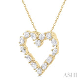 1.00 ctw Heart Shape Mixed Diamond Cut Fashion Pendant With Chain in 14K Yellow Gold