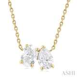 3/4 Ctw Toi Et Moi Oval and Pear Cut Diamond Pendant With Chain in 14K Yellow Gold