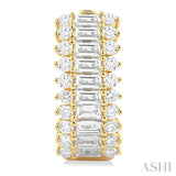 1 1/3 ctw Horizontal Layout Baguette and Round Cut Diamond Fashion Huggie Earrings in 14K Yellow Gold