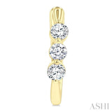 3/4 Ctw 3-Stone Round Cut Diamond Fashion Hoop Earrings in 14K Yellow Gold