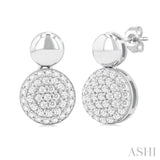 1/3 Ctw Circular Mount Pave Set Round Cut Diamond Fashion Earrings in 10K White Gold