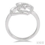 1/6 ctw Twin Lattice Heart Round Cut Diamond Ladies Ring in 10K White Gold