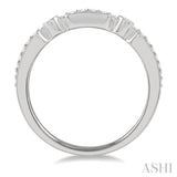 1/6 ctw Bar Accent Round Cut Diamond Wedding Band in 14K White Gold