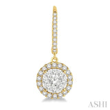 3/4 Ctw Round Cut Diamond Lovebright Earrings in 14K Yellow and White Gold