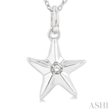 1/50 Ctw Starfish Petite Round Cut Diamond Fashion Pendant With Chain in 10K White Gold