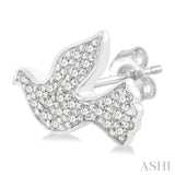 1/6 Ctw Petite Dove Round Cut Diamond Fashion Stud Earrings in 10K White Gold