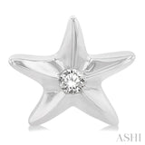 1/20 ctw Sealife Petite Starfish Round Cut Diamond Fashion Stud Earring in 10K White Gold