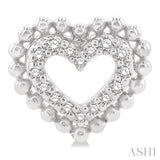 1/8 ctw Petite Heart Round Cut Diamond Fashion Stud Earring in 10K White Gold