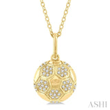 1/6 ctw Petite Soccer Ball Round Cut Diamond Fashion Pendant With Chain in 10K Yellow Gold