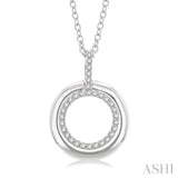 1/10 ctw Petite Twin Circle Round Cut Diamond Fashion Pendant With Chain in 10K White Gold