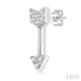 1/20 Ctw Petite Arrow Round Cut Diamond Fashion Stud Earrings in 10K White Gold