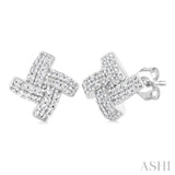 1/5 Ctw Petite Pinwheel Round Cut Diamond Fashion Stud Earrings in 10K White Gold