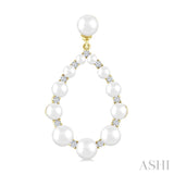 2 MM-4.5 MM Tear Drop Cultured Pearls and 1/4 Ctw Round Cut Diamond Fashion Earrings in 10K Yellow Gold