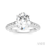 1/20 Ctw Oval Shape Round Cut Diamond Semi-Mount Engagement Ring in 14K White Gold
