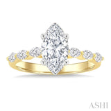 3/8 Ctw Marquise Cut Diamond Semi-Mount Engagement Ring in 14K Yellow and White Gold
