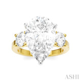 1 1/10 Ctw Tri-Mount Pear Shape Round Cut Diamond Semi-Mount Engagement Ring in 14K Yellow and White Gold