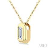 1/3 Ctw Bezel Set Emerald Cut Diamond Bubble Fashion Pendant With Chain in 14K Yellow Gold