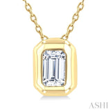 1/3 Ctw Bezel Set Emerald Cut Diamond Bubble Fashion Pendant With Chain in 14K Yellow Gold