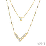1/2 Ctw Chevron Baguette and Princess Cut Diamond Layered Necklace in 14K Yellow Gold