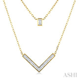 1/2 Ctw Chevron Baguette and Princess Cut Diamond Layered Necklace in 14K Yellow Gold