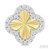 1/5 Ctw Fluted Texture 4-Leaf Clover Round Cut Diamond Pirouette Fashion Stud Earring in 10K Yellow and White Gold