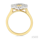1/6 Ctw Fluted Texture 4-Leaf Clover Round Cut Diamond Pirouette Fashion Ring in 10K Yellow and White Gold