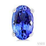 5X3 MM Oval Shape Tanzanite Precious Stud Earrings in 14K White Gold