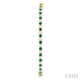 1.8 MM Emerald and Alternating 1 1/2 Ctw Round Cut Inside-Out Diamond Precious Hoop Earrings in 14K Yellow Gold