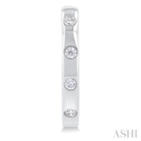 1/6 Ctw Flush Bezel Set Diamond Fashion Hoop Earrings in 10K White Gold