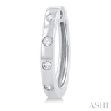 1/6 Ctw Flush Bezel Set Diamond Fashion Hoop Earrings in 10K White Gold