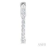 1/2 Ctw Inside-Out Single Prong Set Round Cut Diamond Hoop Earrings in 14K White Gold
