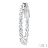 1/2 Ctw Inside-Out Single Prong Set Round Cut Diamond Hoop Earrings in 14K White Gold