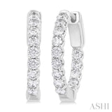 1 Ctw Inside-Out Embellished Round Cut Diamond Hoop Earrings in 14K White Gold