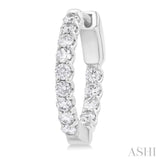 1 Ctw Inside-Out Embellished Round Cut Diamond Hoop Earrings in 14K White Gold