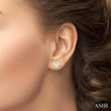 1/5 Ctw Fluted Texture Heart Shape Round Cut Diamond Pirouette Fashion Stud Earrings in 10K Yellow and White Gold