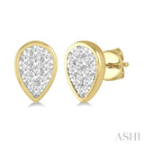 1/3 Ctw Pear Shape Lovebright Round Cut Diamond Bezel Stud Earrings in 14K Yellow and White Gold