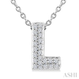 1/20 Ctw Initial 'L' Round Cut Diamond Fashion Pendant With Chain in 10K White Gold