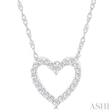 1/10 Ctw Heart Shape Round Cut Diamond Pendant With Chain in 14K White Gold